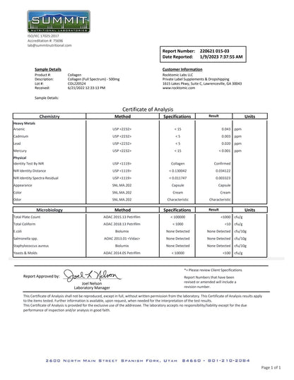 Collagen Full Spectrum Type I,II,III,V,X